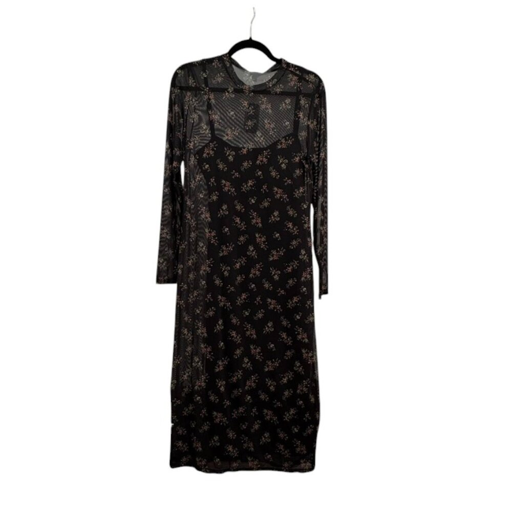 AFRM LOS ANGELES Loah Long Sleeve Mesh Midi Dress. Size XL.